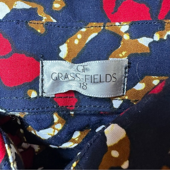 Grass-fields Womens Tunic Kaftan African Print Shirt Dress Oversized Size 18 - Picture 3 of 16